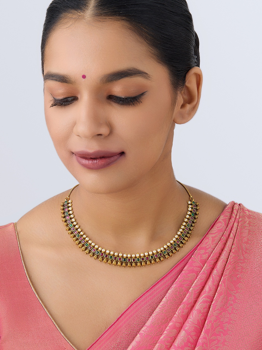 

Kushal's Fashion Jewellery Gold-Plated Copper Antique Necklace