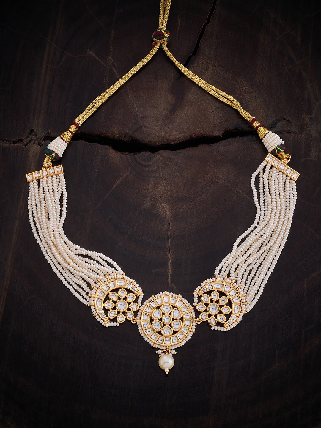 

Kushal's Fashion Jewellery Kundan-Studded Copper Necklace, Gold