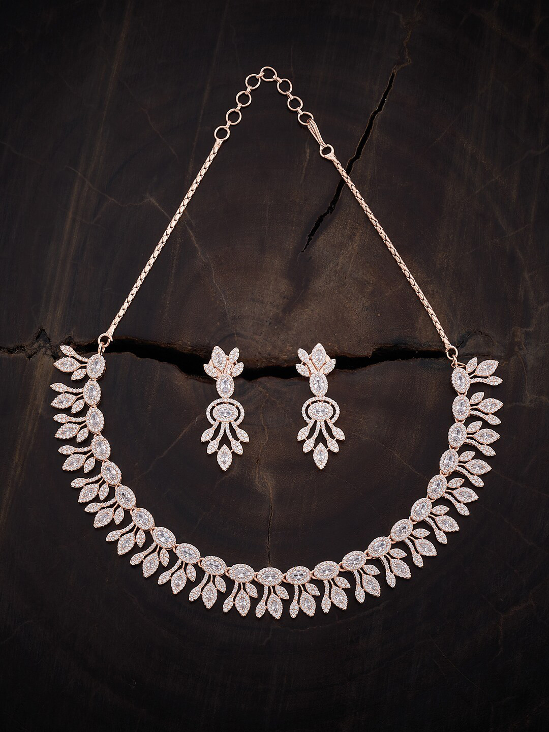 

Kushal's Fashion Jewellery Rose Gold-Plated CZ-Studded Jewellery Set