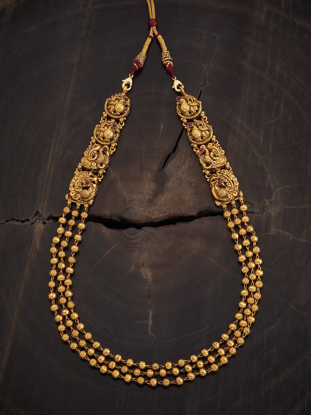 

Kushal's Fashion Jewellery 92.5 Pure Silver Gold-Plated Temple Necklace