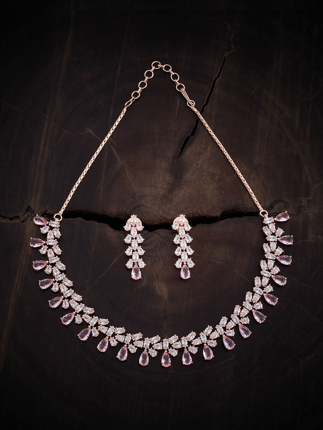 

Kushal's Fashion Jewellery Rose Gold-Plated CZ-Studded Jewellery Set