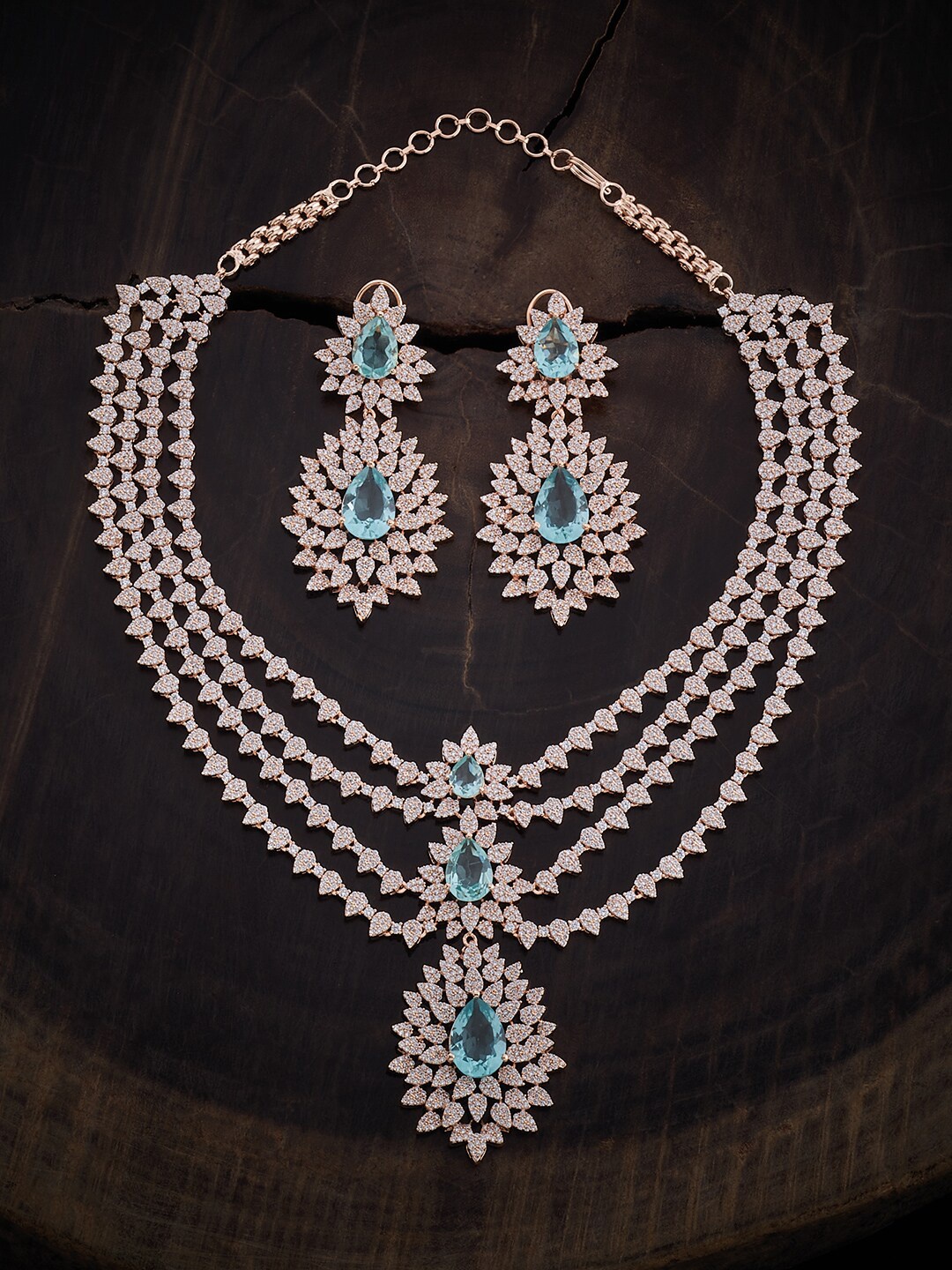 

Kushal's Fashion Jewellery Rose Gold-Plated CZ-Studded Jewellery Set
