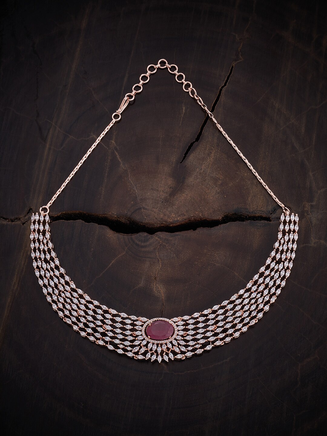 

Kushal's Fashion Jewellery Rose Gold Plated Cubic Zirconia Necklace