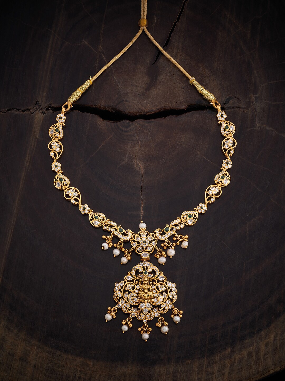 

Kushal's Fashion Jewellery 92.5 Pure Silver Temple Necklace, Gold