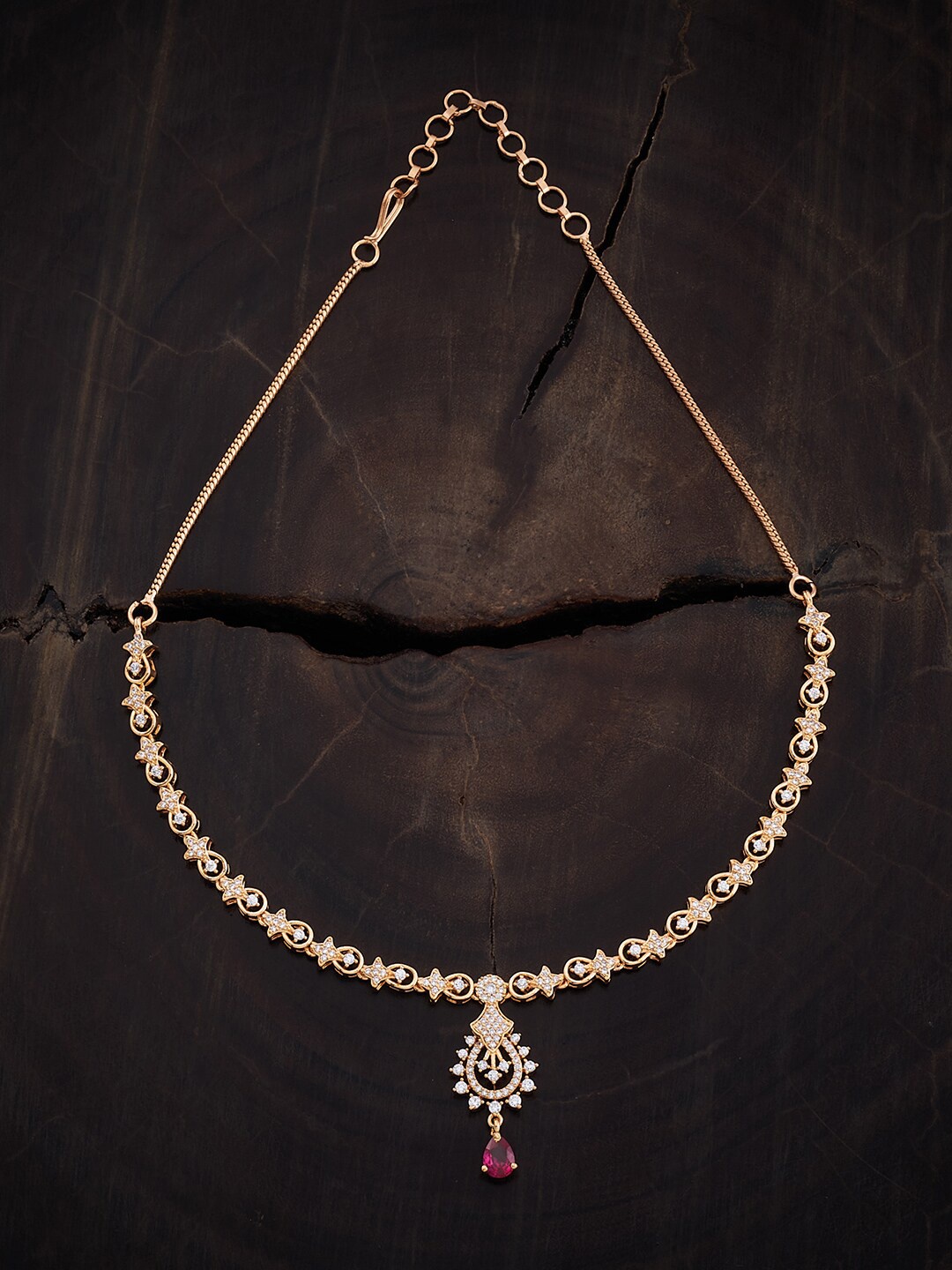 

Kushal's Fashion Jewellery Gold Plated Cubic Zirconia Studded Necklace