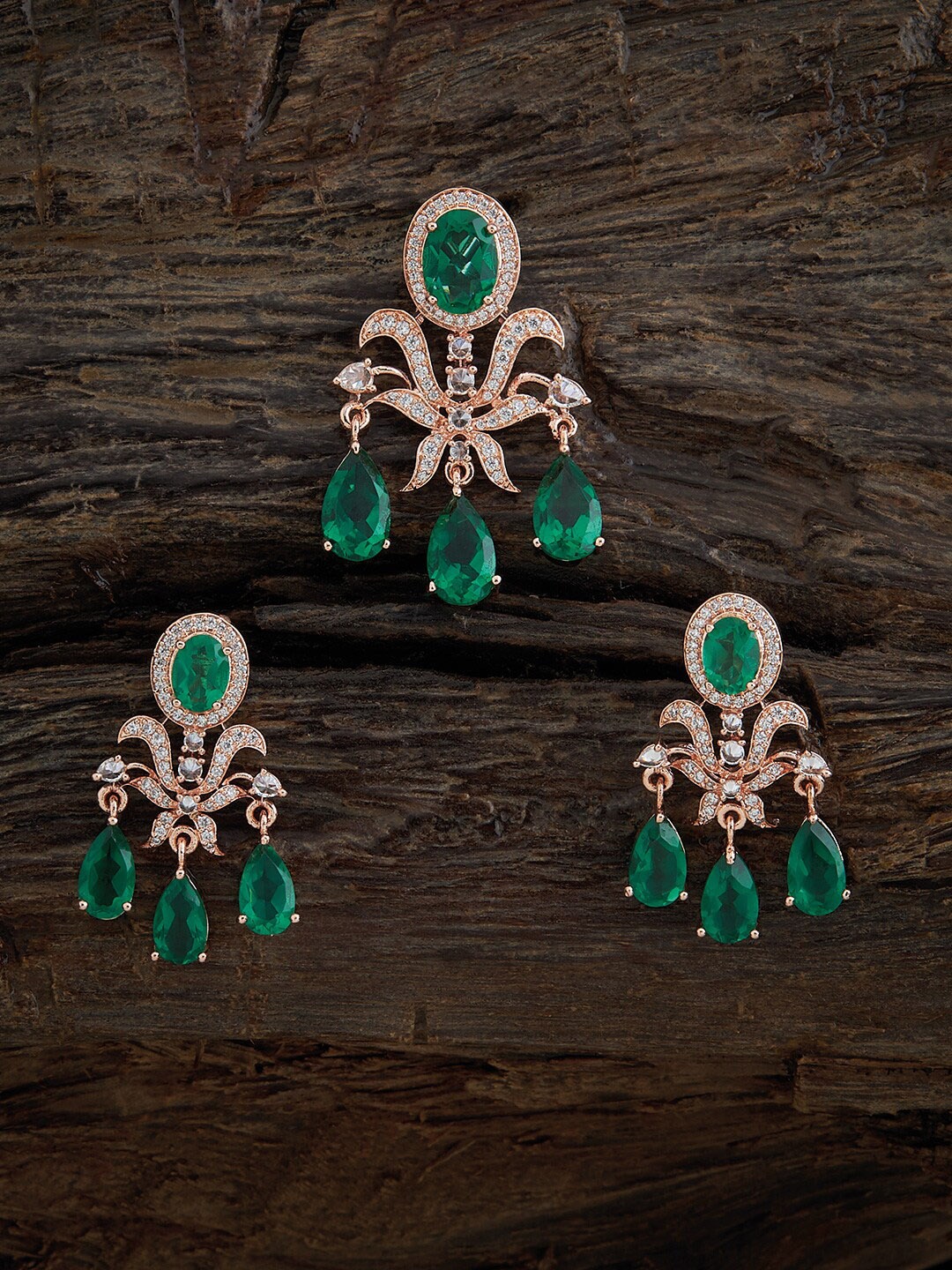 

Kushal's Fashion Jewellery Rose Gold-Plated CZ-Studded Jewellery Set