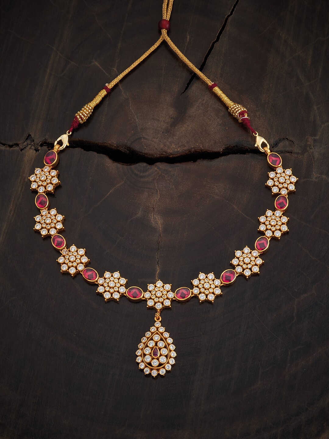 

Kushal's Fashion Jewellery 92.5 Pure Silver Gold-Plated Temple Necklace