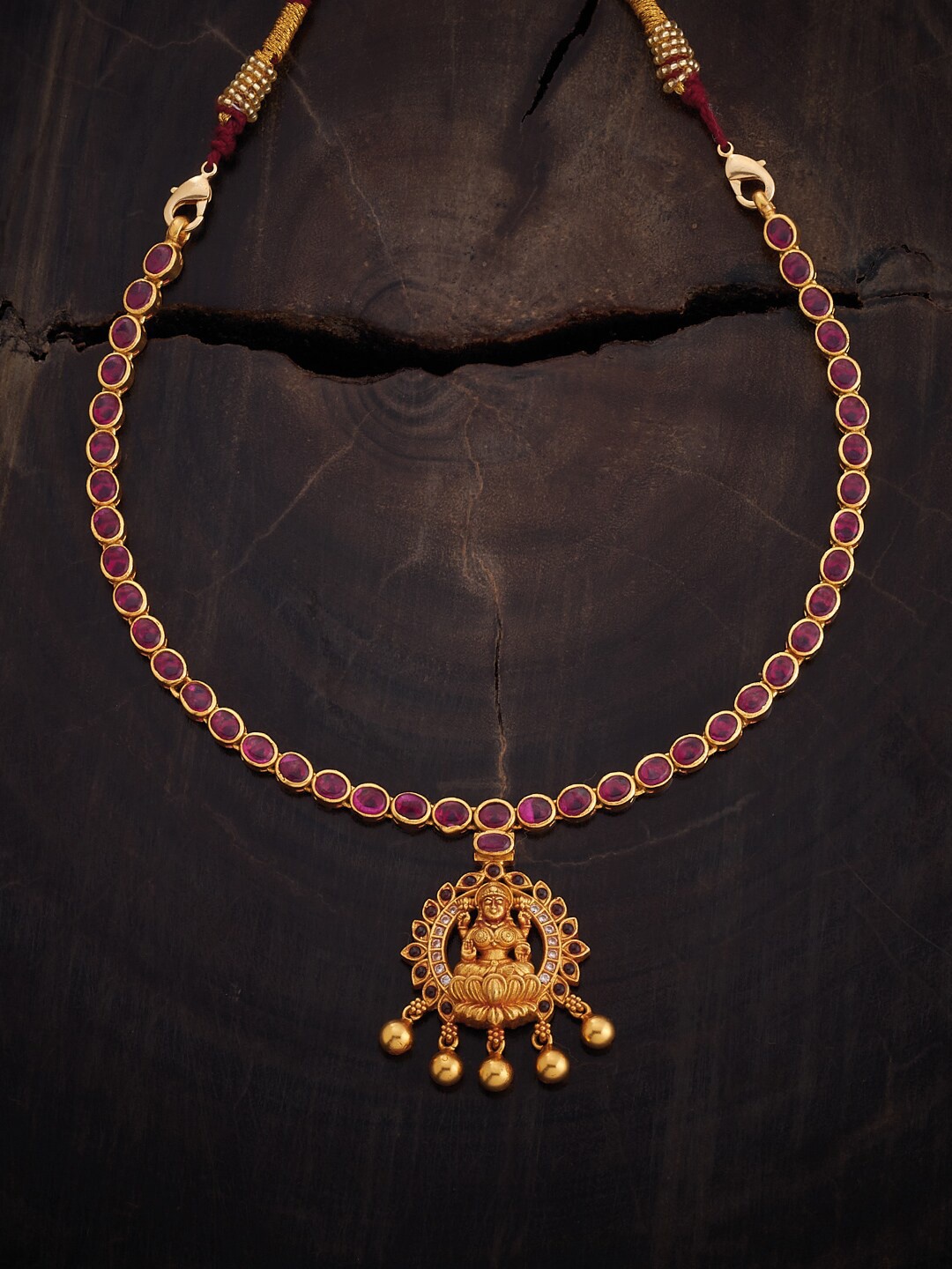 

Kushal's Fashion Jewellery Silver Gold-Plated Temple Necklace