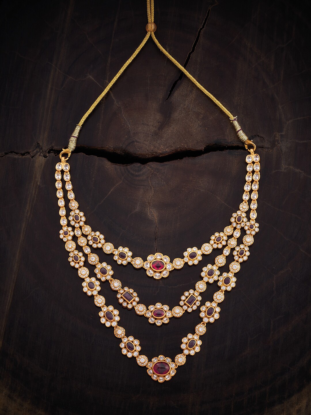 

Kushal's Fashion Jewellery 92.5 Pure Silver Layered Necklace, Gold