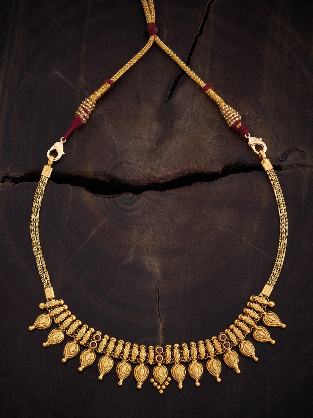 

Kushal's Fashion Jewellery Silver Gold-Plated Temple Necklace