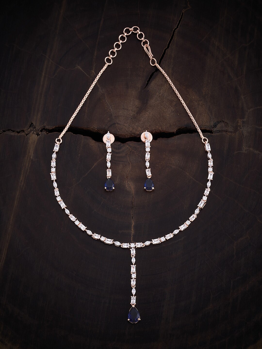 

Kushal's Fashion Jewellery Rose Gold-Plated CZ-Studded Jewellery Set