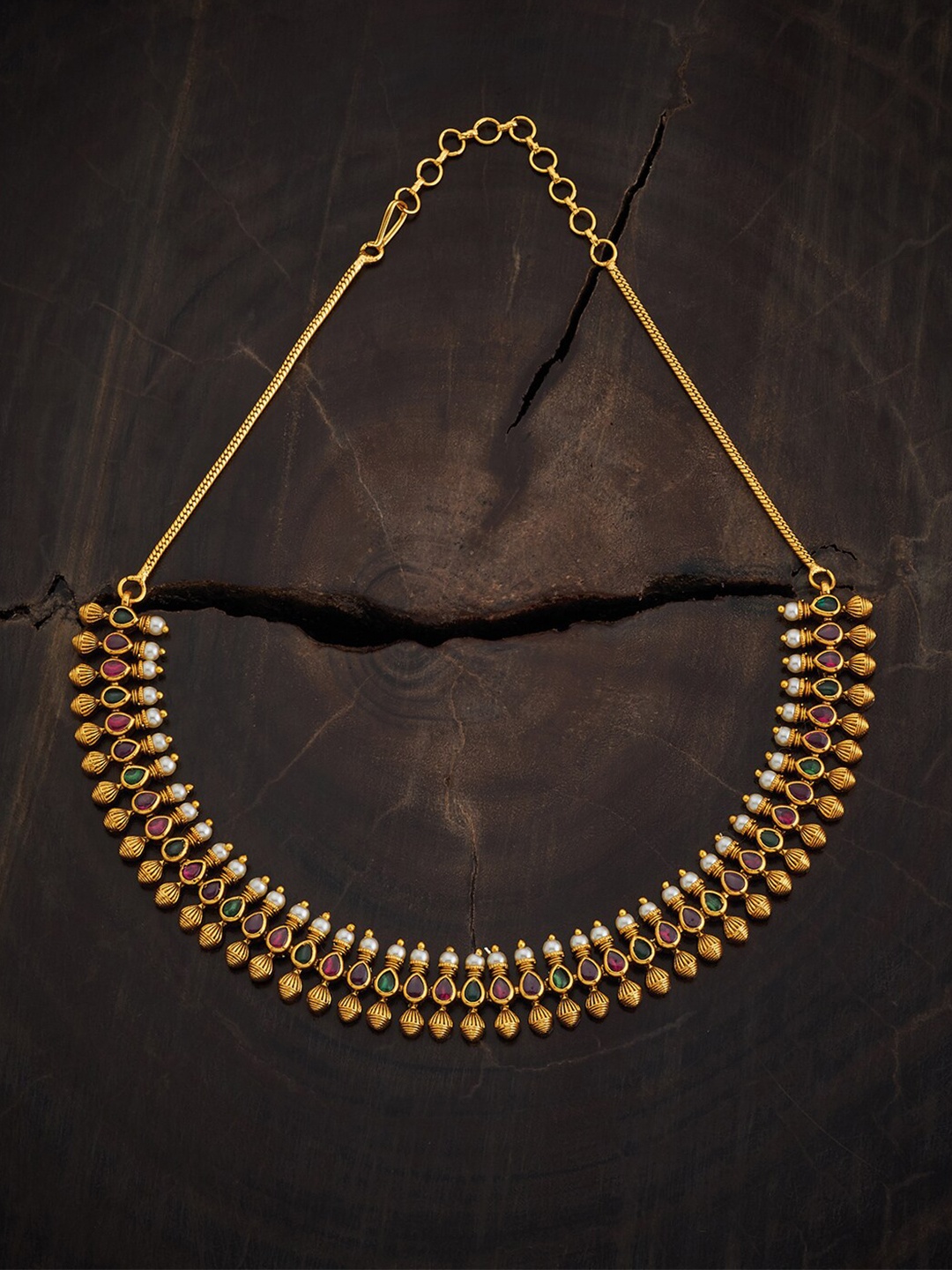 

Kushal's Fashion Jewellery Gold-Plated Artificial Stones Antique Necklace