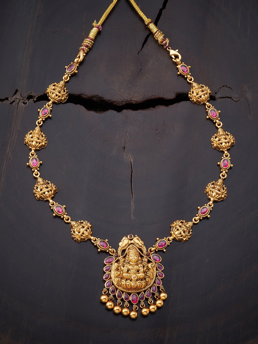 

Kushal's Fashion Jewellery Gold-Plated Artificial Stones Temple Necklace