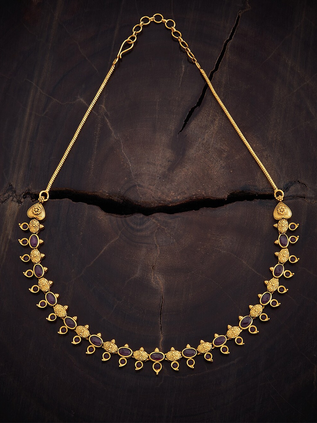 

Kushal's Fashion Jewellery Gold-Plated Artificial Stones Antique Necklace
