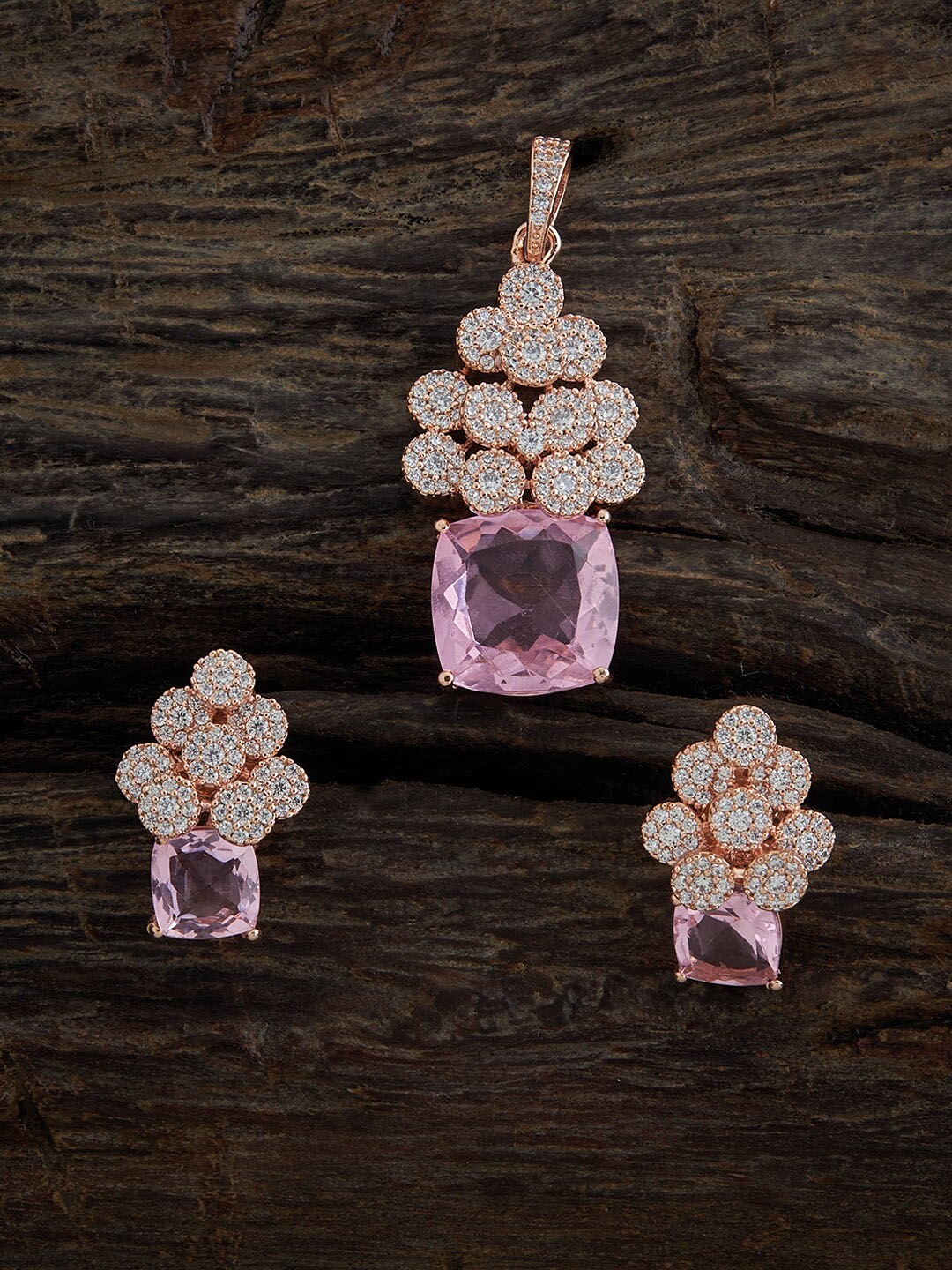 

Kushal's Fashion Jewellery Women Rose Gold-Plated Jewellery Set, Pink