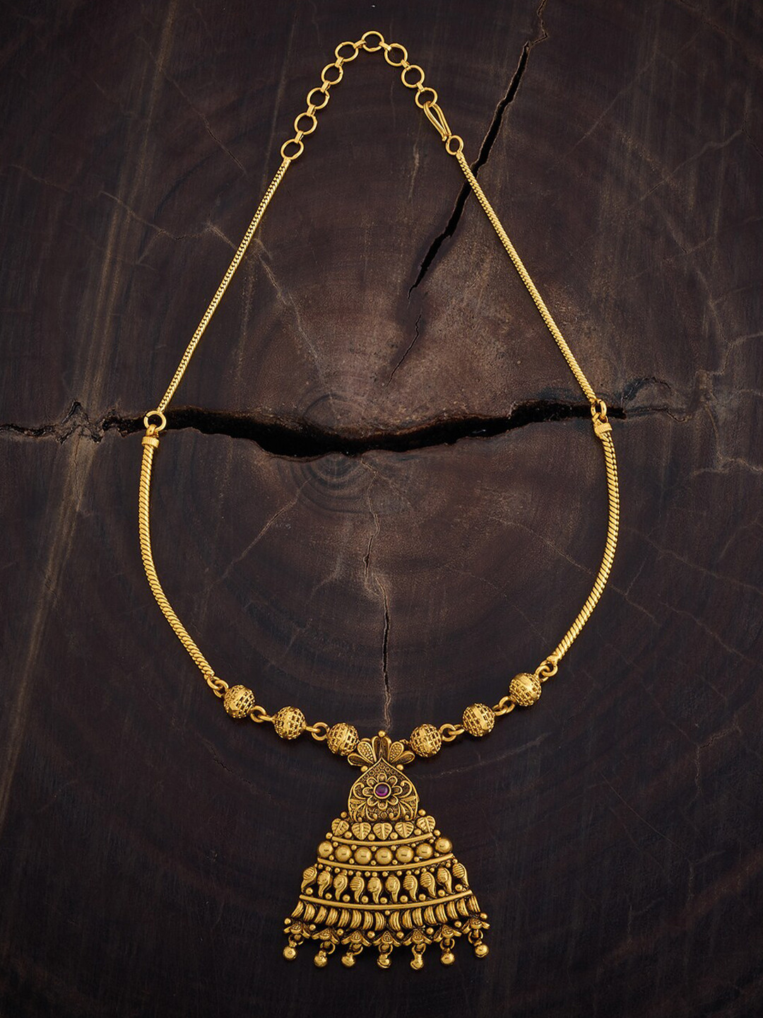 

Kushal's Fashion Jewellery Gold-Plated Artificial Stones Antique Necklace