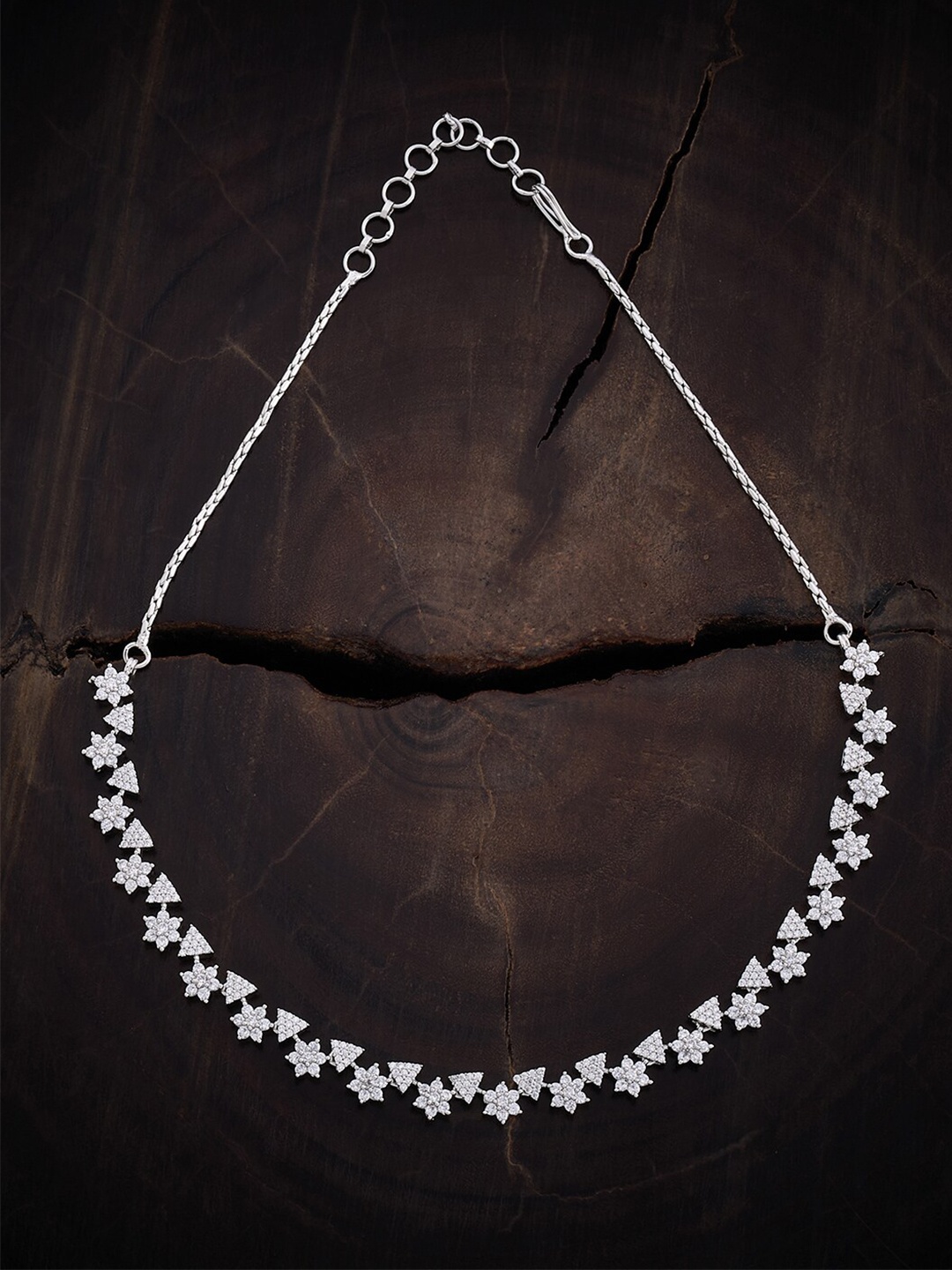 

Kushal's Fashion Jewellery Rhodium-Plated Cubic Zirconia Necklace, Silver