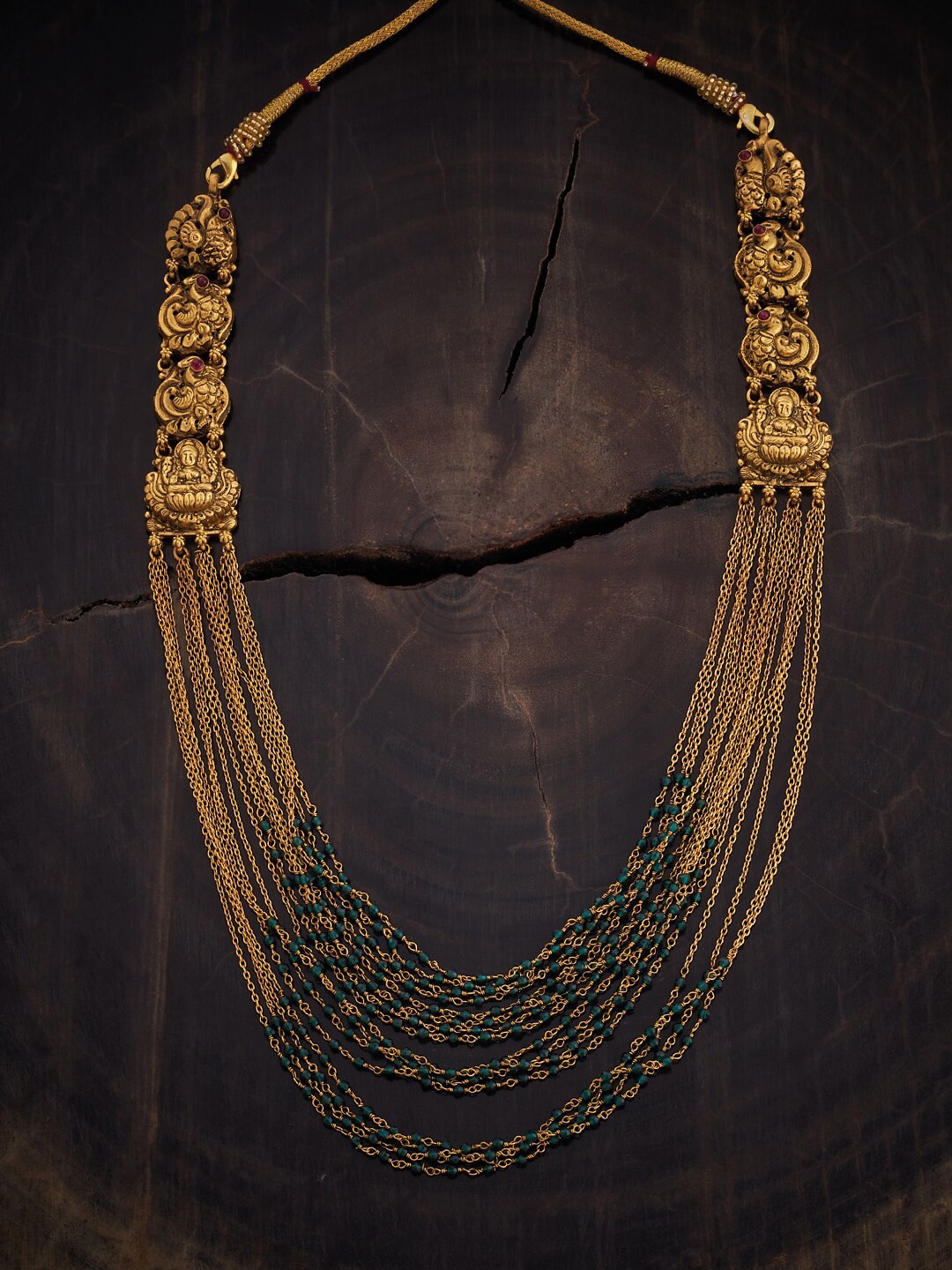 

Kushal's Fashion Jewellery 92.5 Pure Silver Gold-Plated Temple Necklace