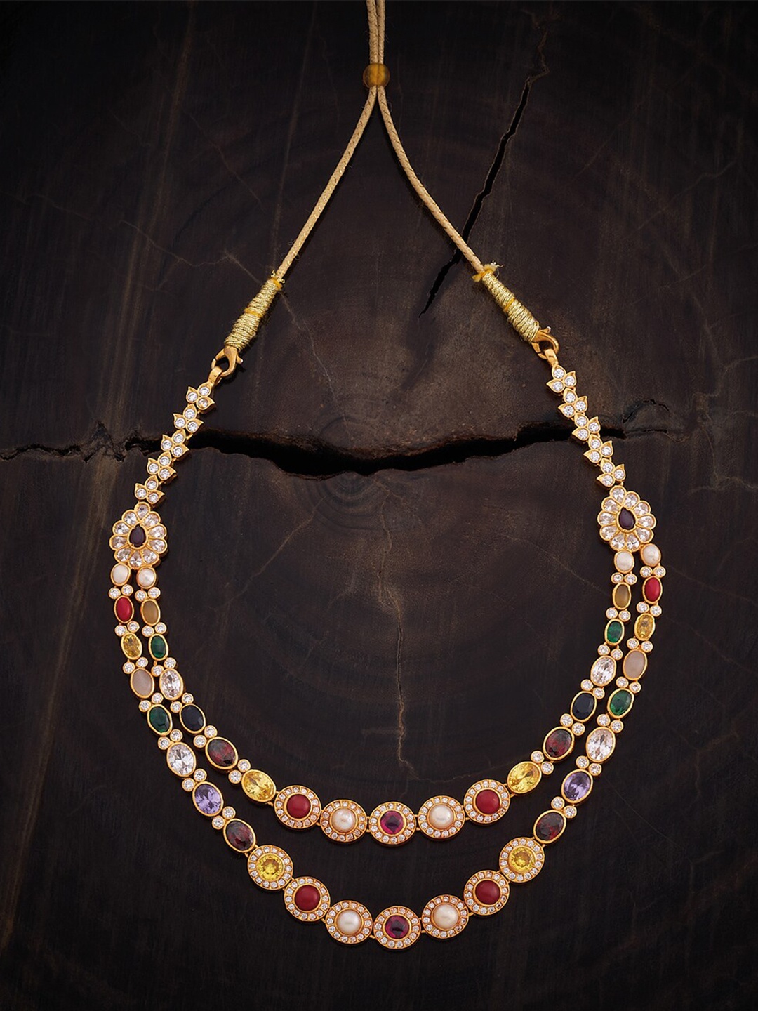 

Kushal's Fashion Jewellery 92.5 Pure Silver Gold-Plated Temple Necklace