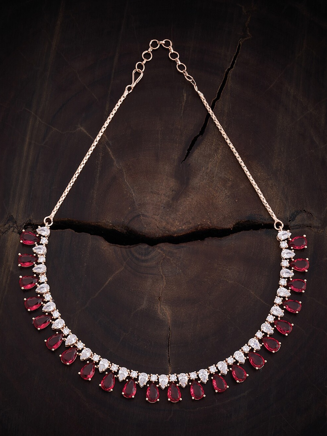 

Kushal's Fashion Jewellery Rose Gold-Plated Cubic Zirconia-Studded Copper Necklace