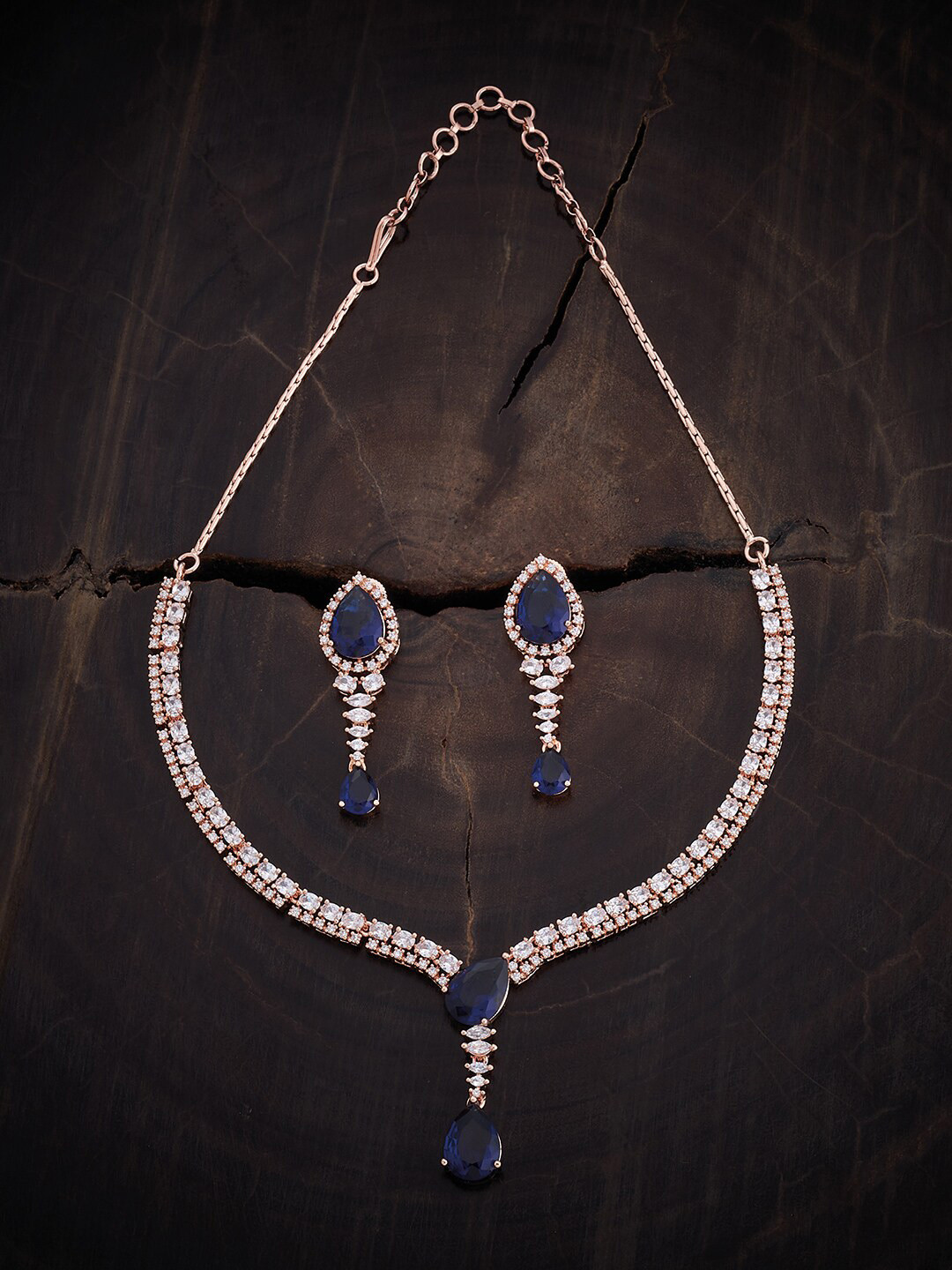 

Kushal's Fashion Jewellery Rose Gold-Plated CZ-Studded Jewellery Set