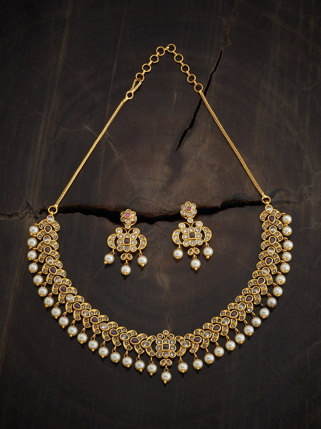 

Kushal's Fashion Jewellery Gold-Plated Stones-Studded & Beaded Antique Jewellery Set