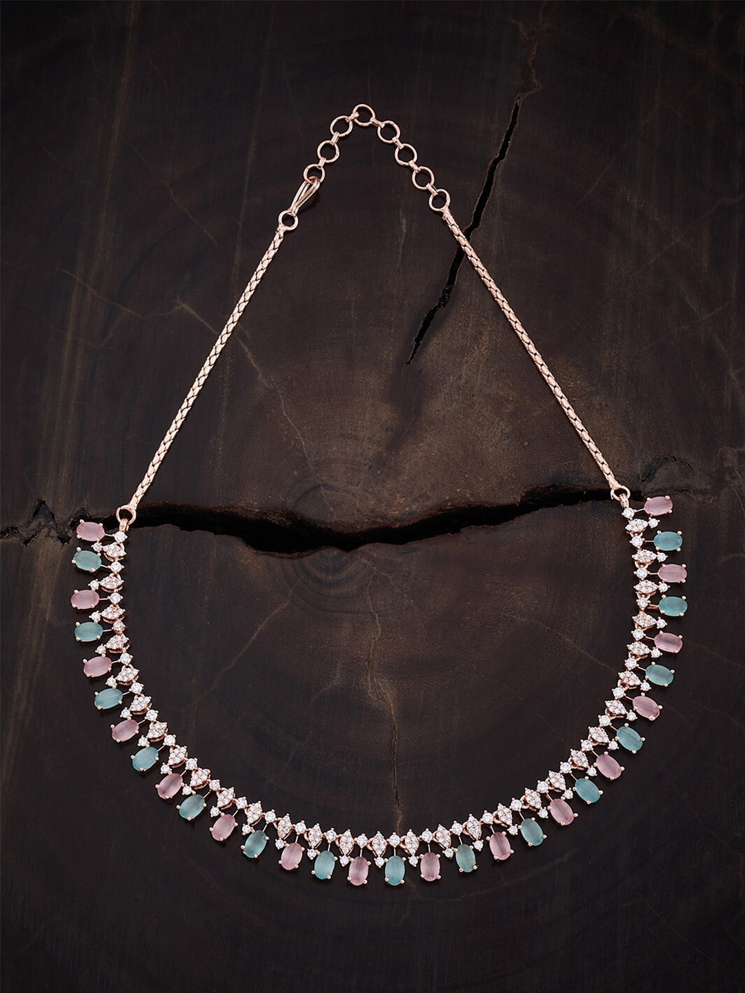 

Kushal's Fashion Jewellery Rose Gold-Plated Cubic Zirconia Studded Necklace