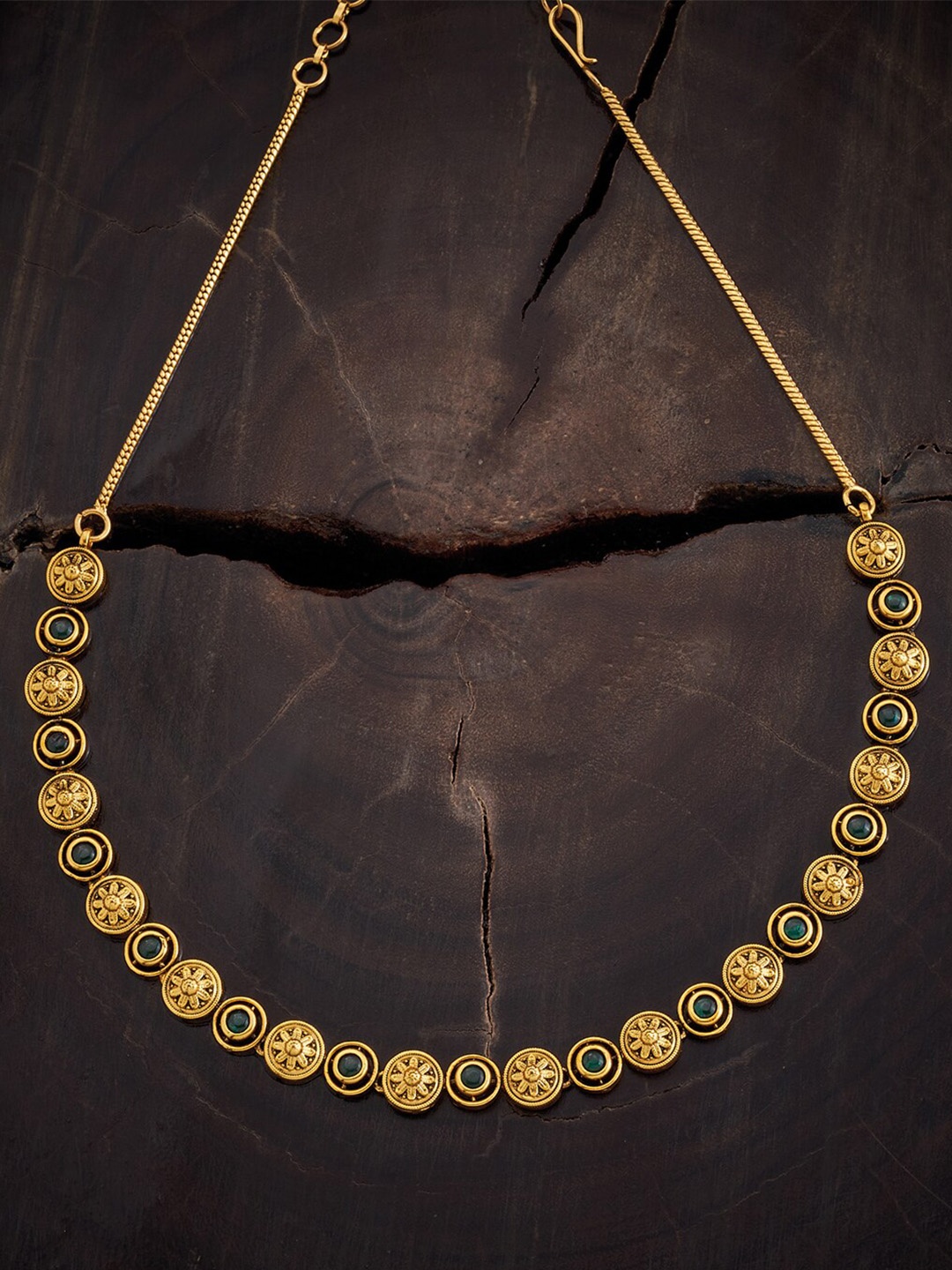 

Kushal's Fashion Jewellery Gold-Plated Studded Antique Necklace
