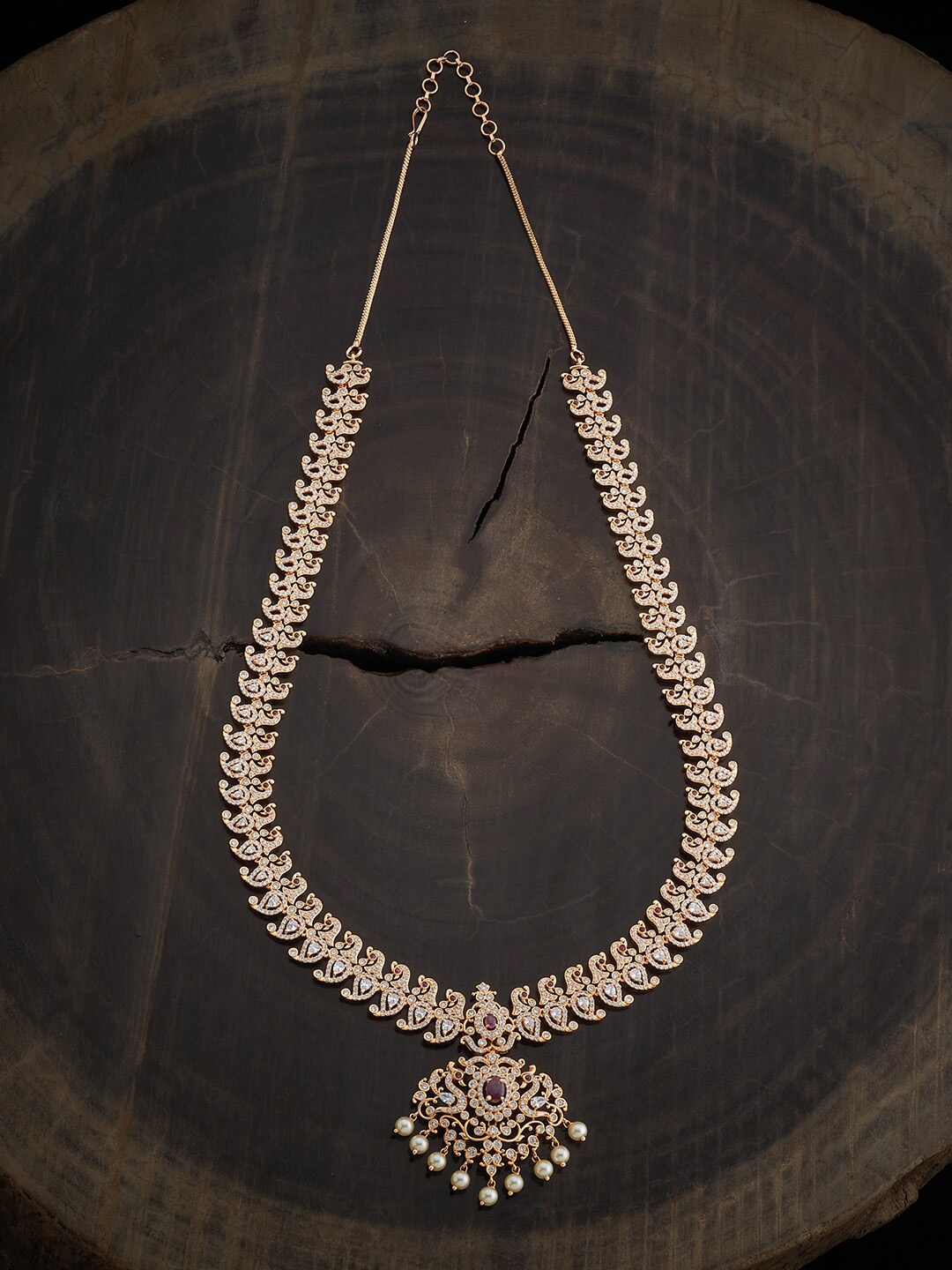 

Kushal's Fashion Jewellery Gold-Plated Cubic Zirconia Studded Necklace