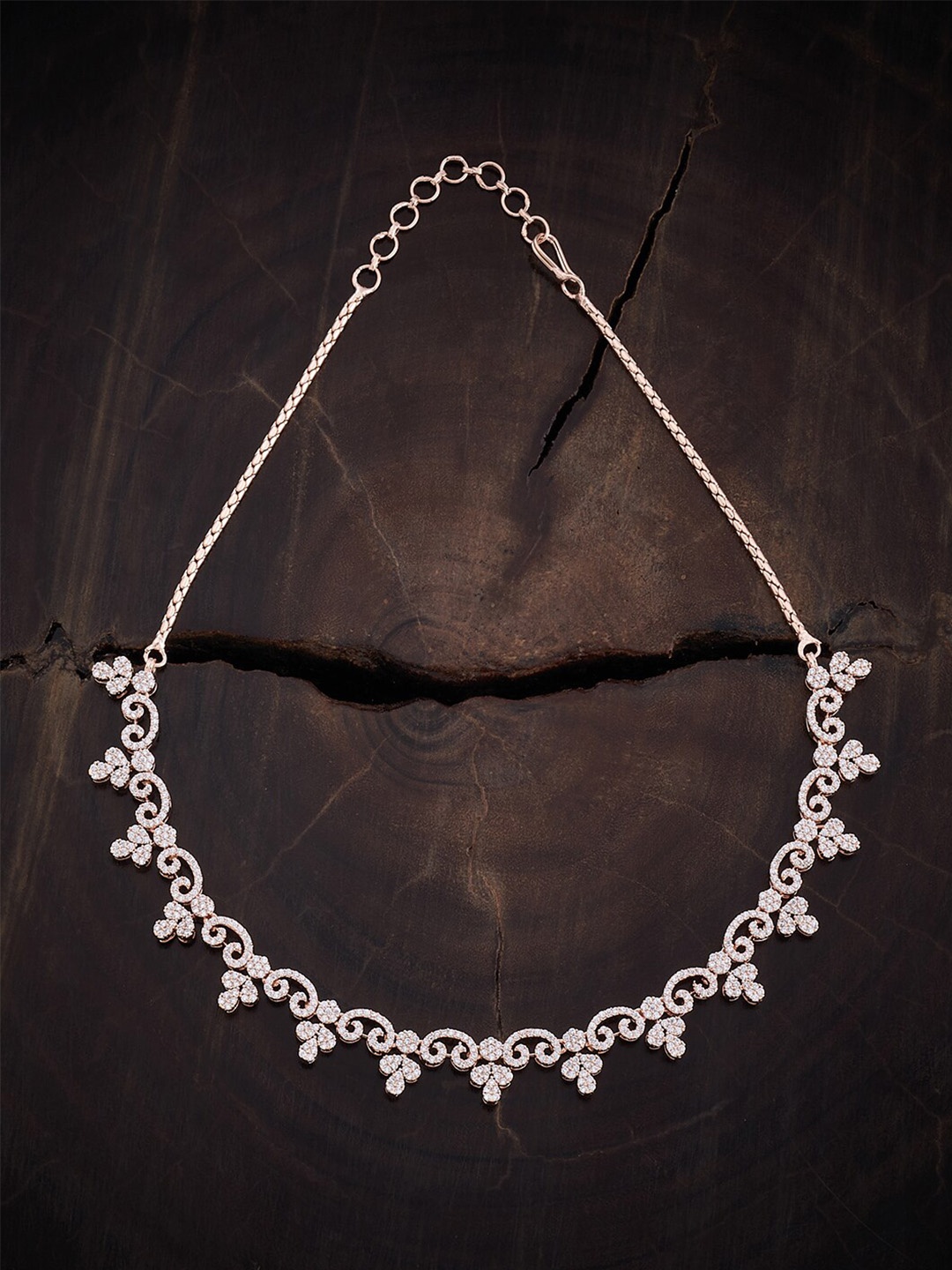 

Kushal's Fashion Jewellery Rose Gold-Plated Cubic Zirconia Studded Necklace