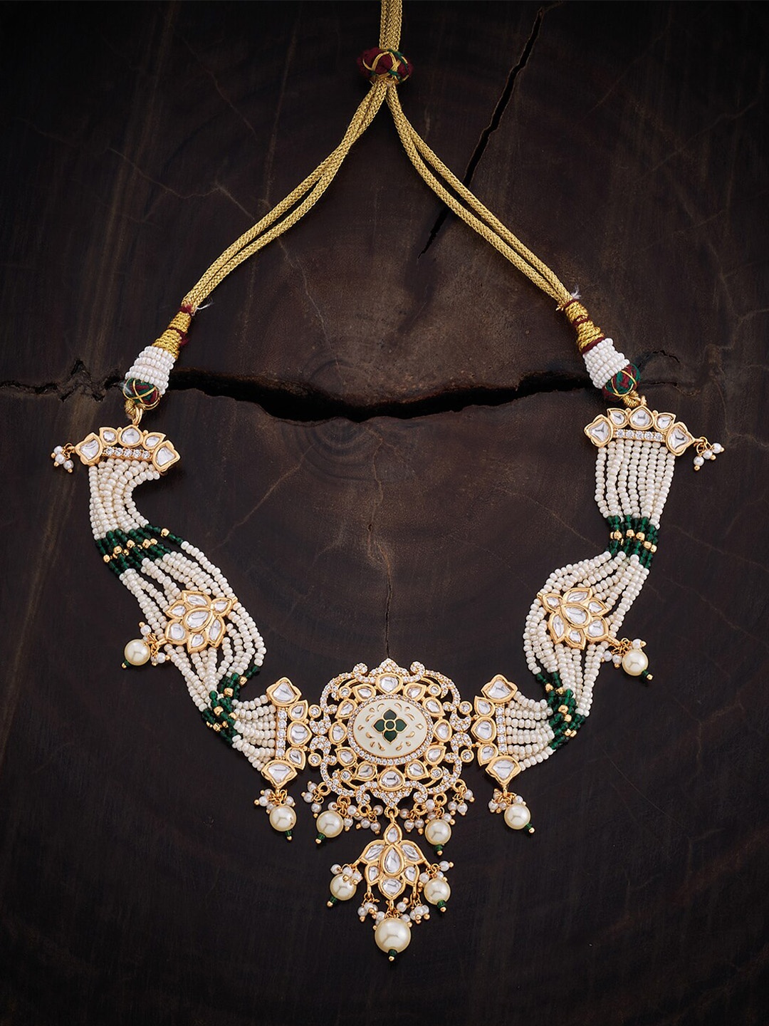 

Kushal's Fashion Jewellery Kundan-Studded Necklace, Gold