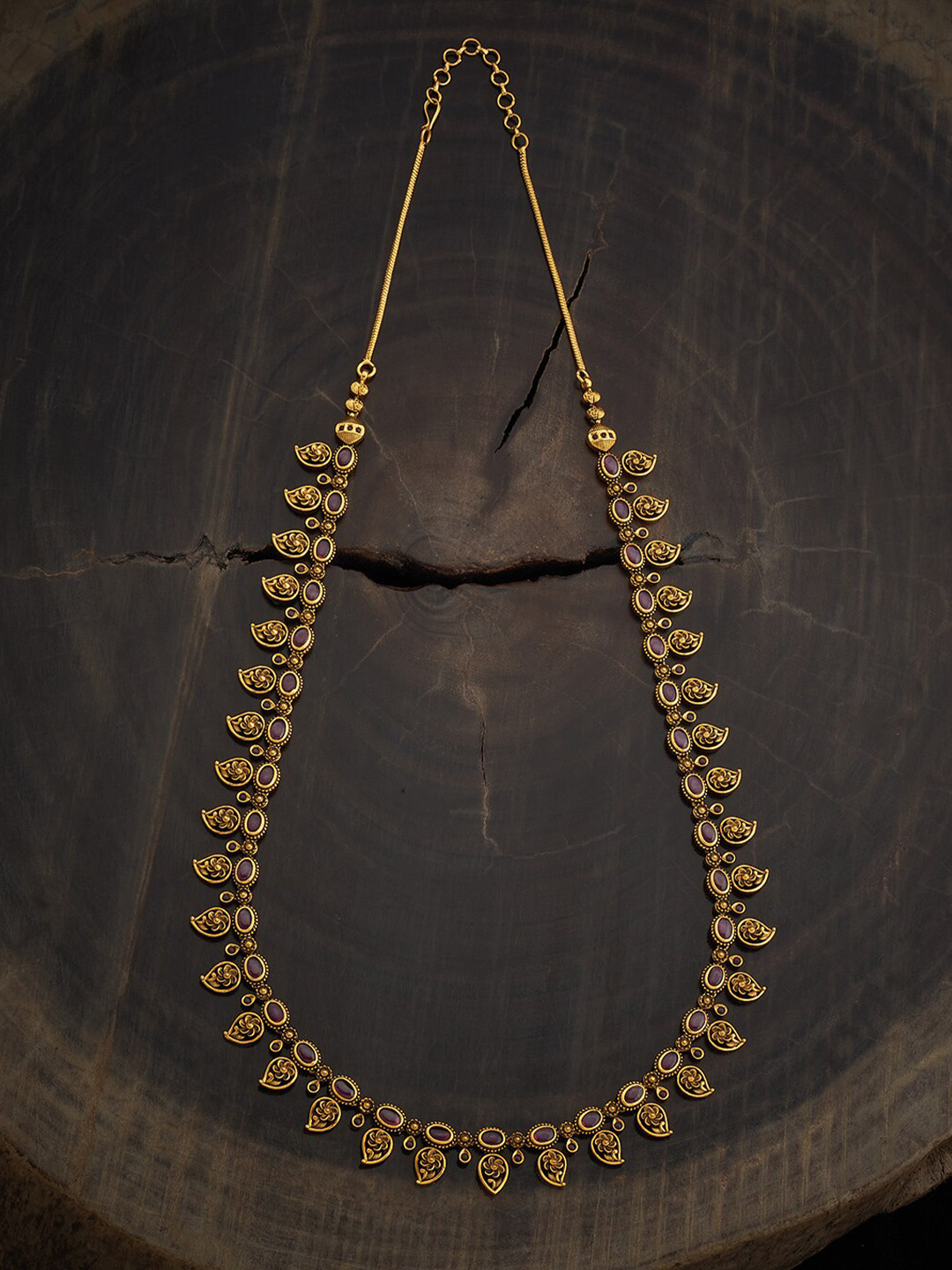 

Kushal's Fashion Jewellery Gold-Plated Ruby-Studded Antique Necklace