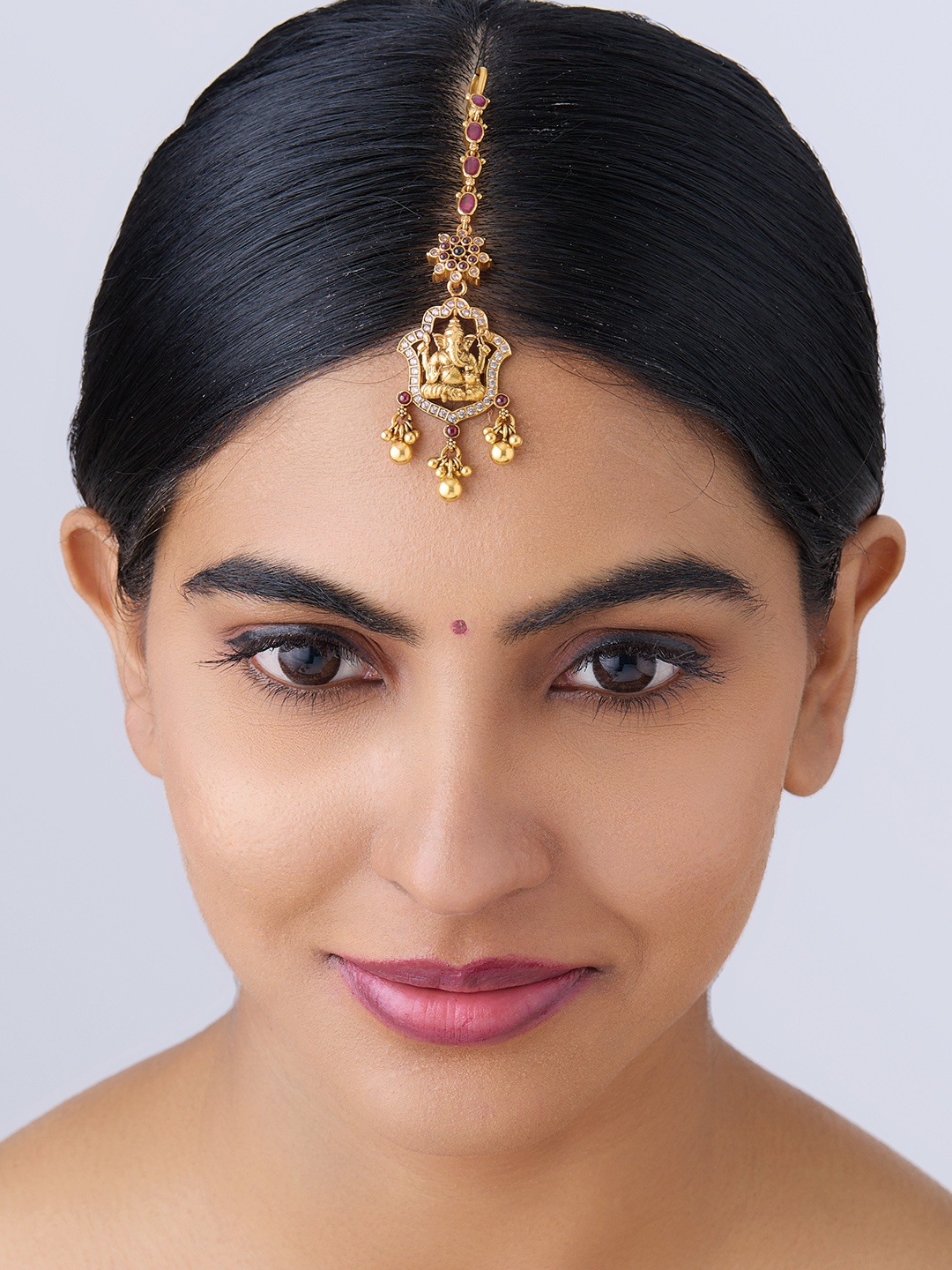 

Kushal's Fashion Jewellery 92.5 Pure Silver Gold-Plated Maangtikka