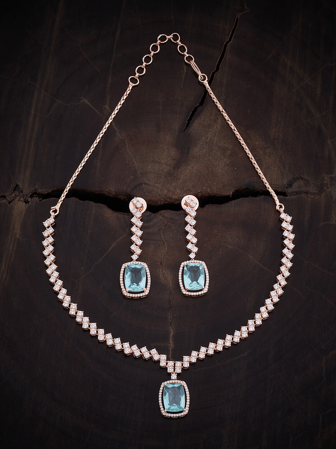 

Kushal's Fashion Jewellery Rose Gold-Plated CZ-Studded Jewellery Set