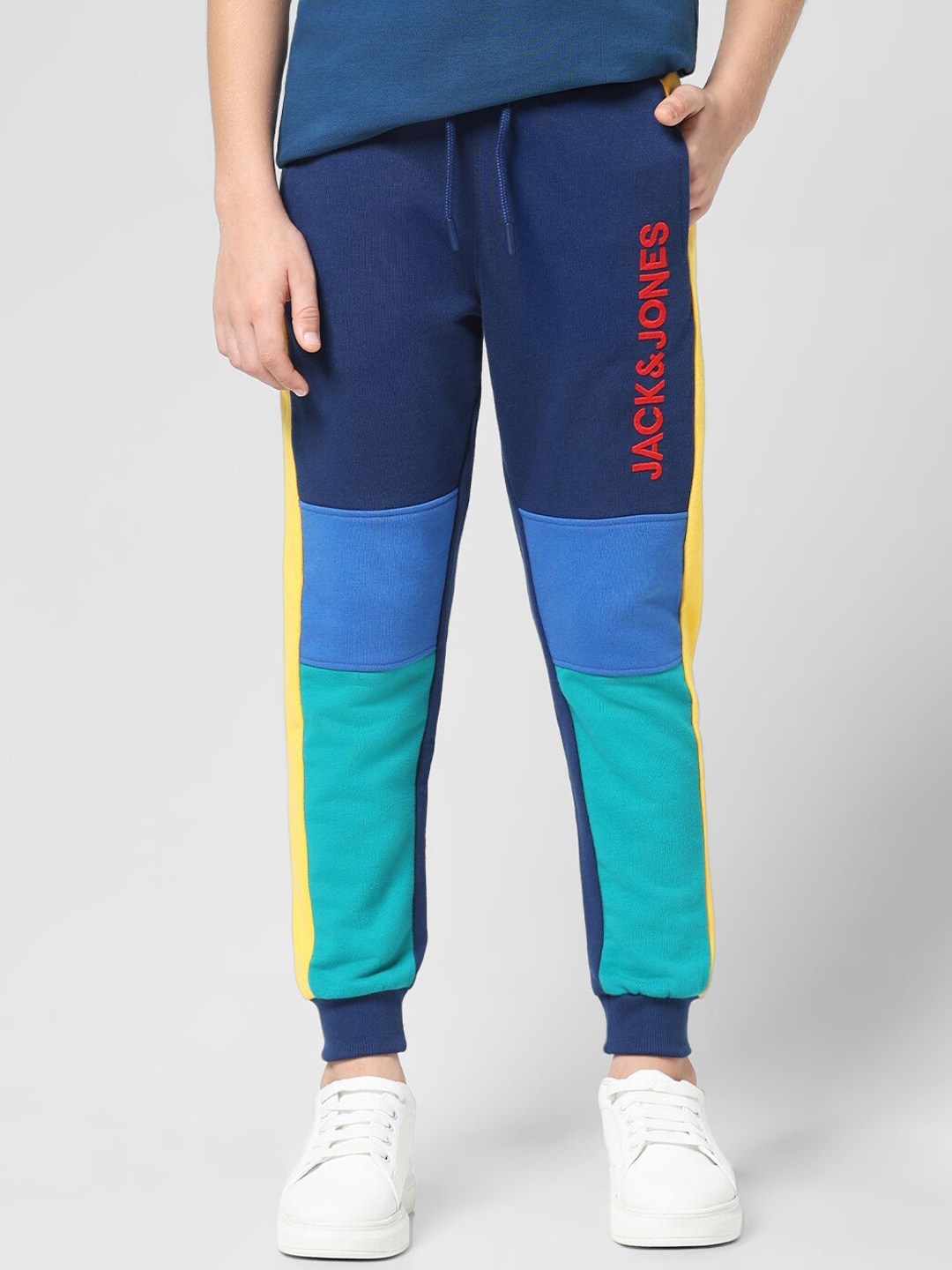 

Jack & Jones Junior Boys Colorblocked Mid Rise Joggers, Blue