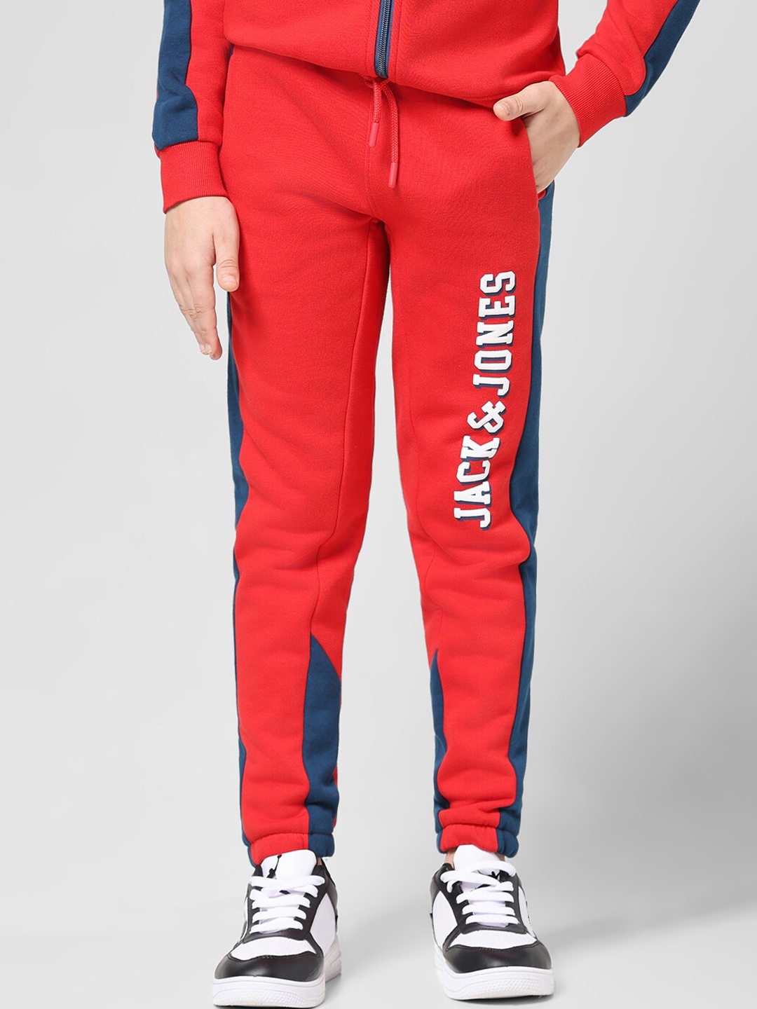

Jack & Jones Junior Boys Colorblocked Mid-Rise Joggers, Red