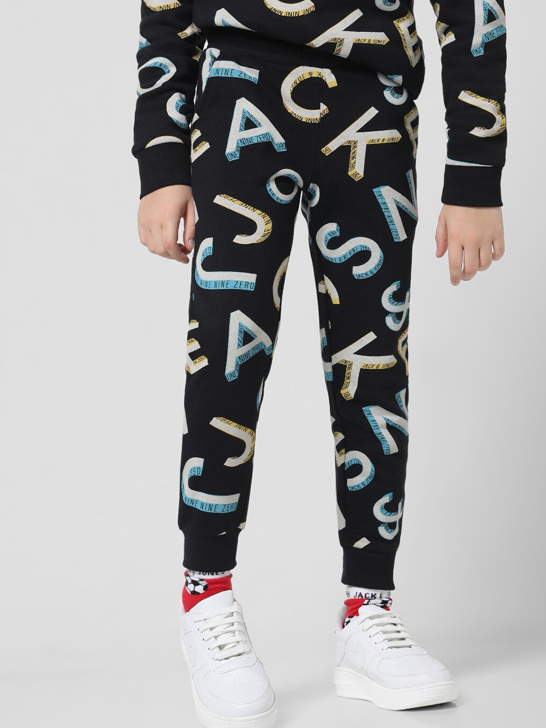 

Jack & Jones Junior Boys Typography Mid-Rise Joggers, Black