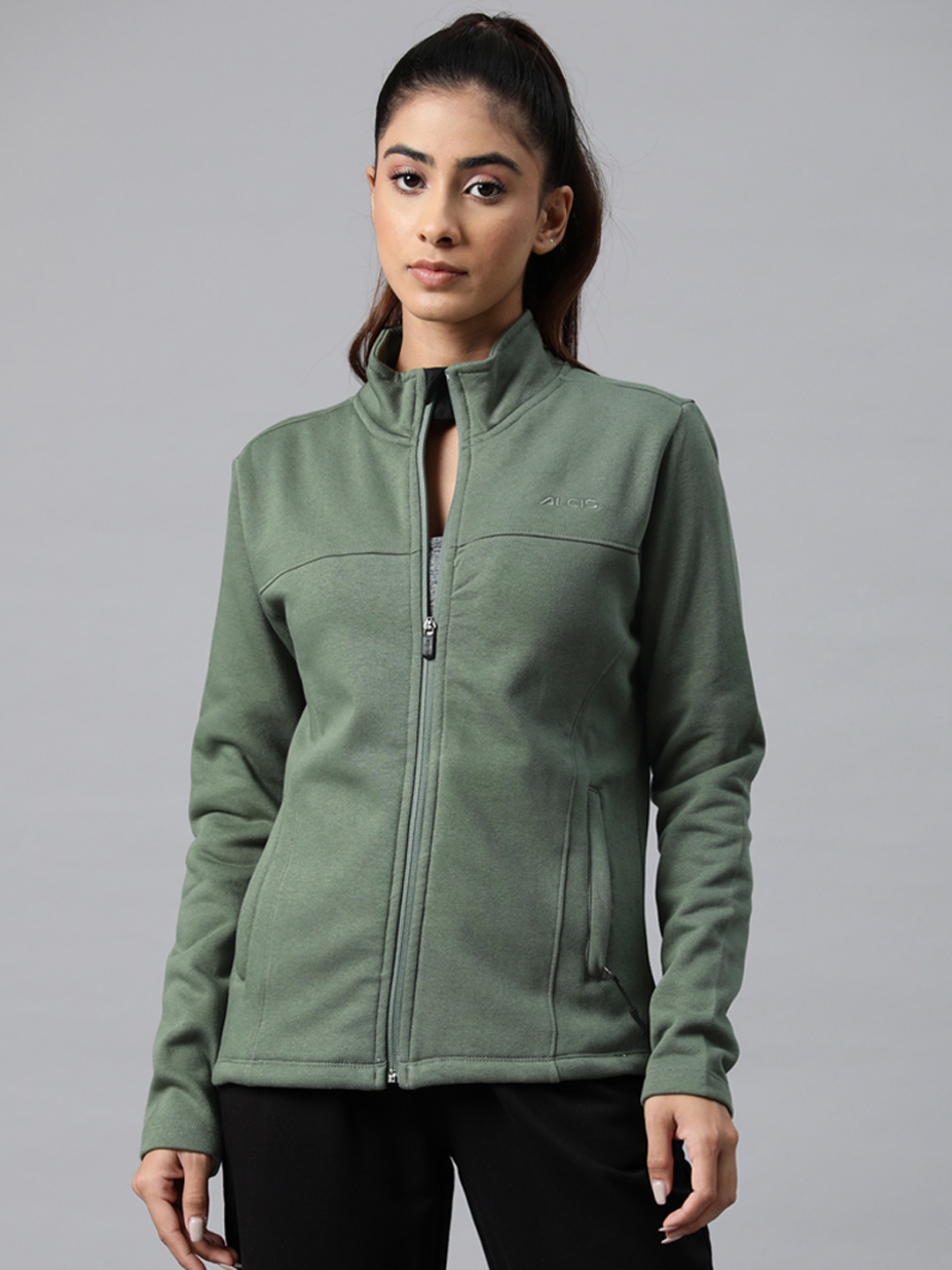 

Alcis Endurance Sweat Stand Collar Sporty Jacket, Green