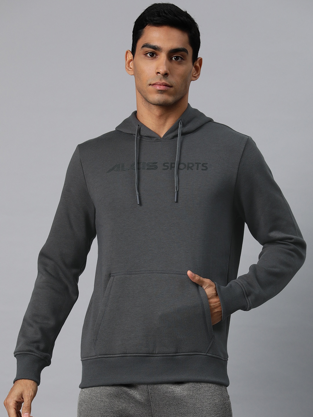 

Alcis Men Navigator Printed Hooded Sweatshirt, Grey