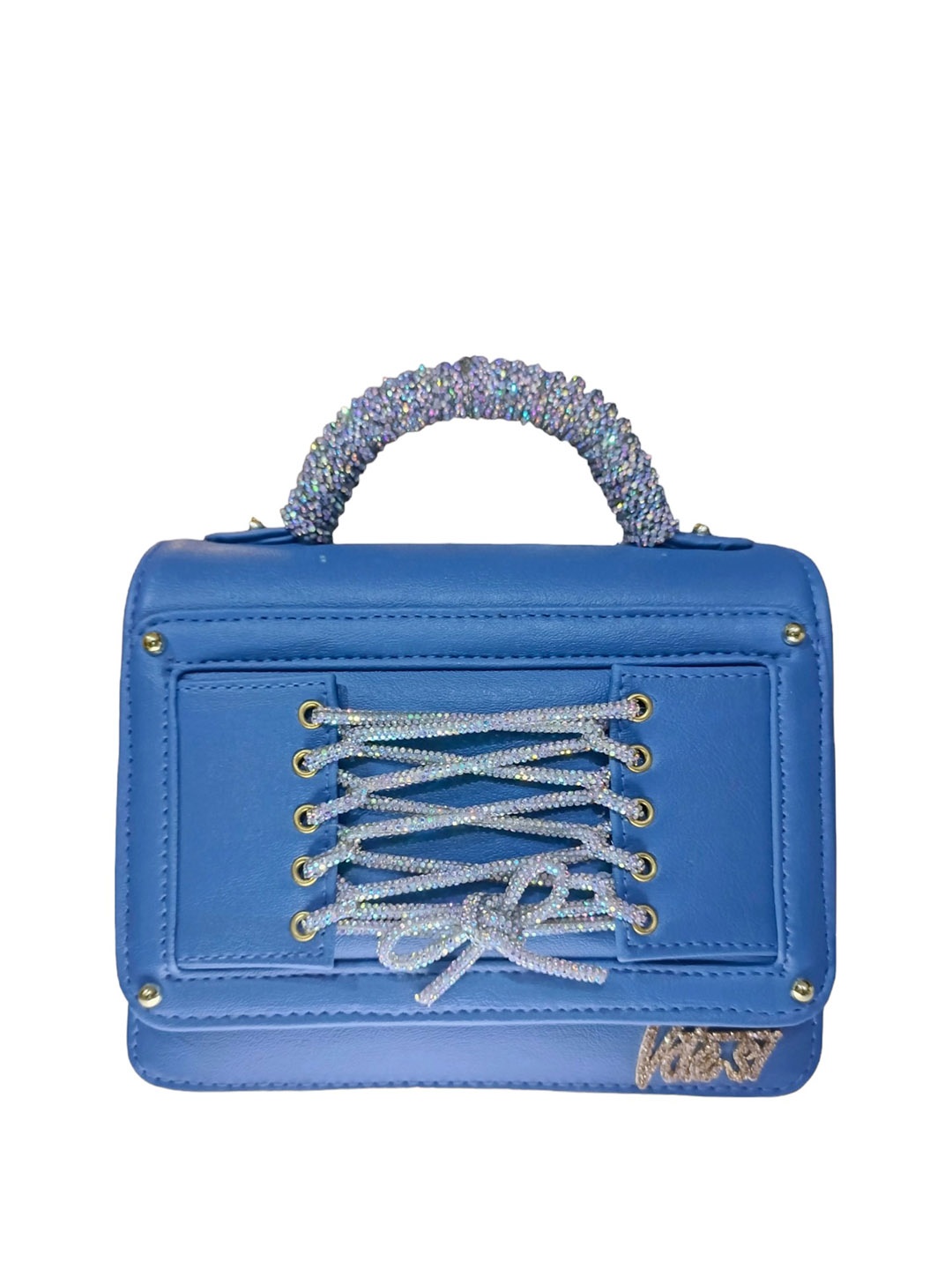 

Vdesi Rhinestone Tie Up Bag, Blue