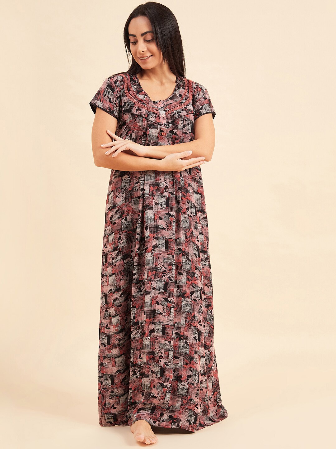 

Sweet Dreams Rose Printed Pure Cotton Maxi Nightdress