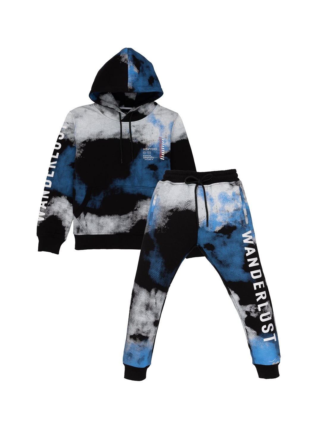 

Status Quo Boys Tie & Dyed Cotton Hooded Tracksuits, Black