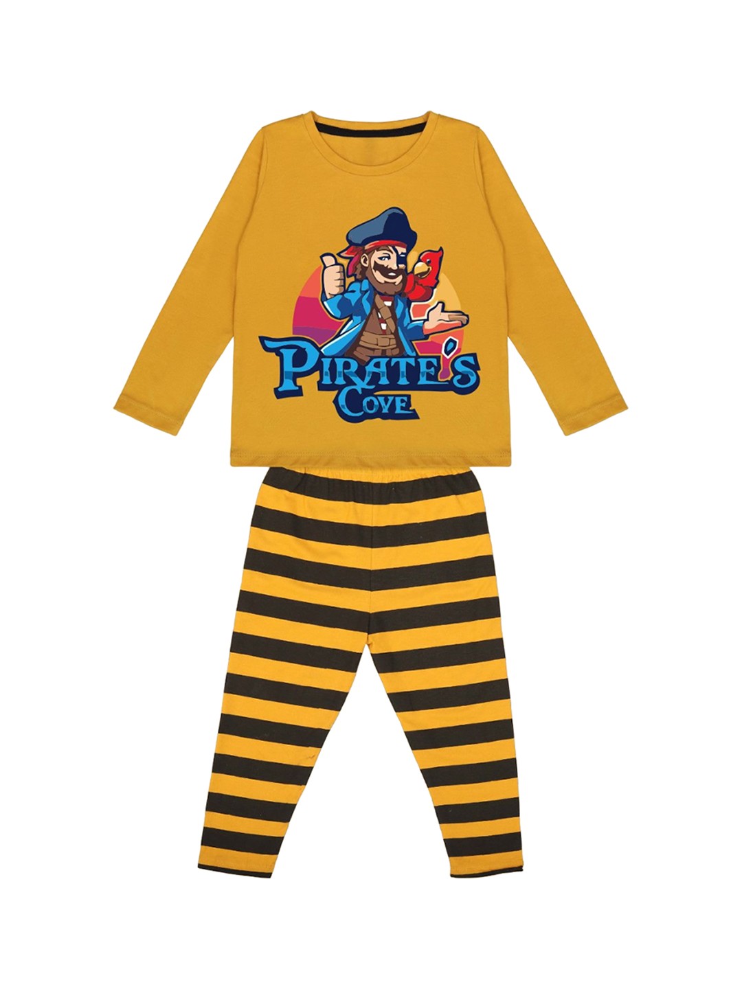 

HERE&NOW Boys Graphic Printed T-shirt & Pyjamas, Mustard