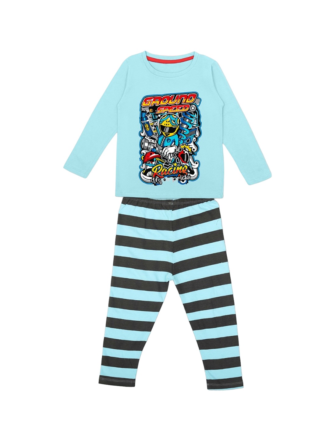

HERE&NOW Boys Graphic Printed T-shirt & Pyjamas, Turquoise blue