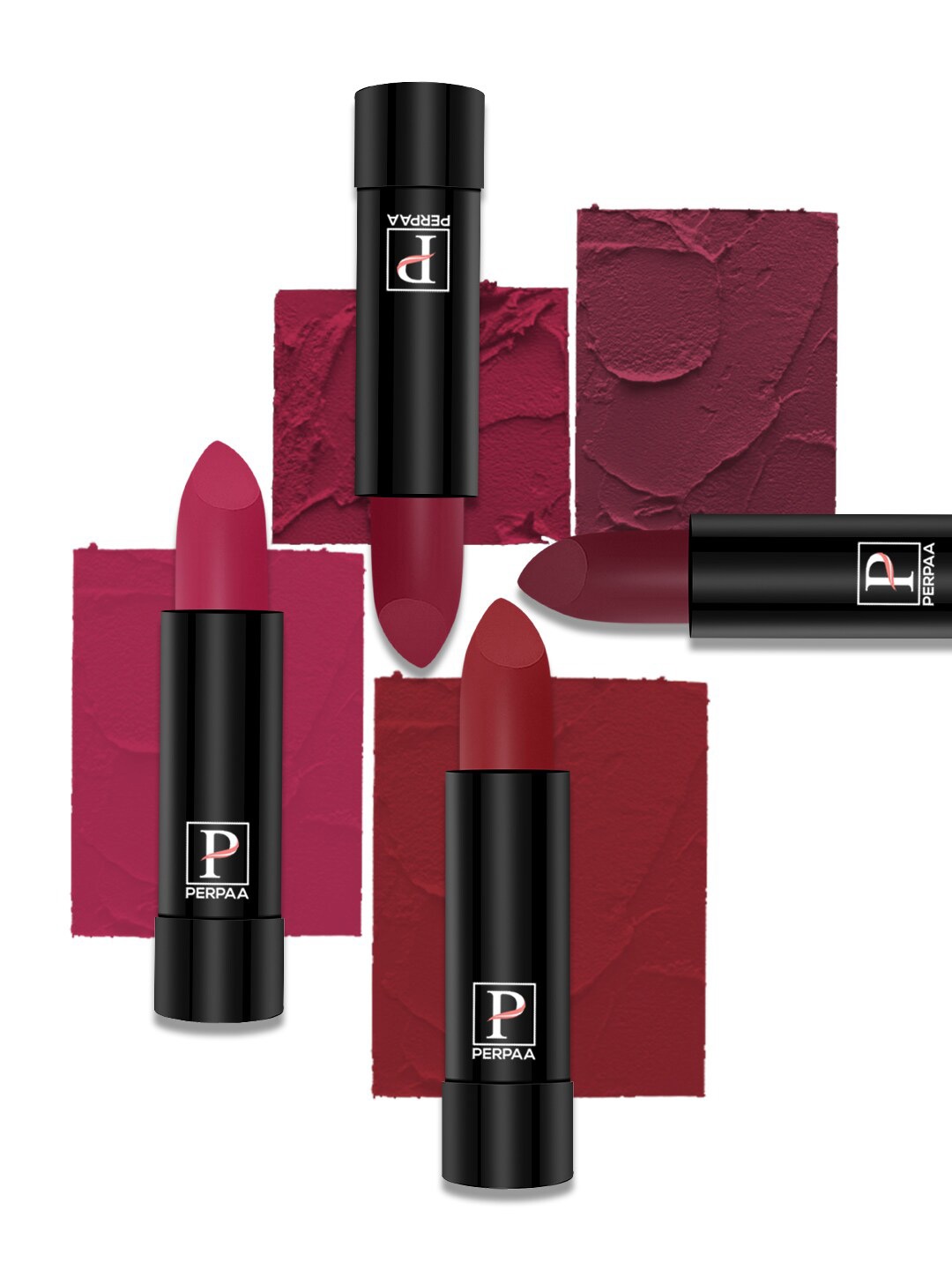 

PERPAA Set of 4 Long Lasting Smooth Texture Cremy Matte Lipstick - Shade 86-87-92-96, Multi