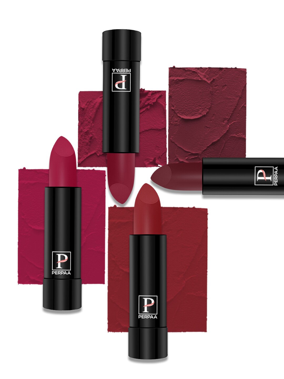 

PERPAA Set Of 4 Creamy Matte Long Lasting Lipsticks 3.5g Each - 84+86+87+95, Multi