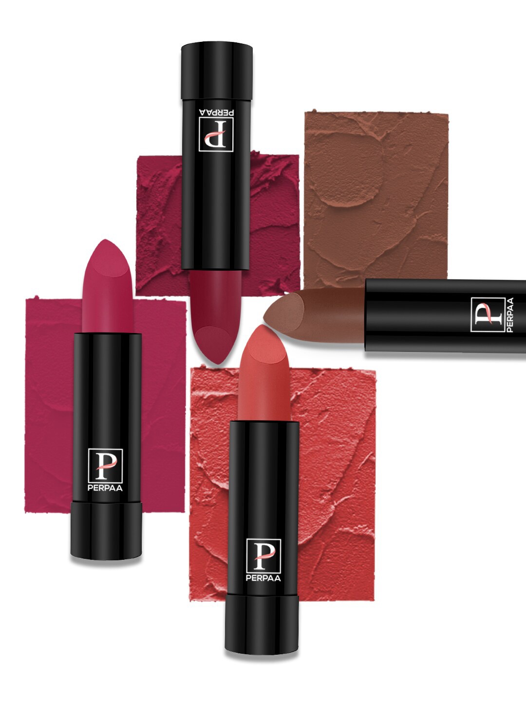

PERPAA Set Of 4 Creamy Matte Long Lasting Lipsticks 3.5g Each - 87+92+93+111, Multi