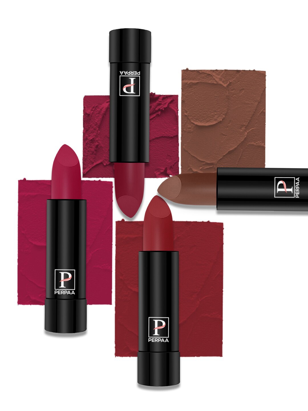 

PERPAA Set Of 4 Creamy Matte Long Lasting Lipsticks 3.5g Each - 84+86+87+110, Multi