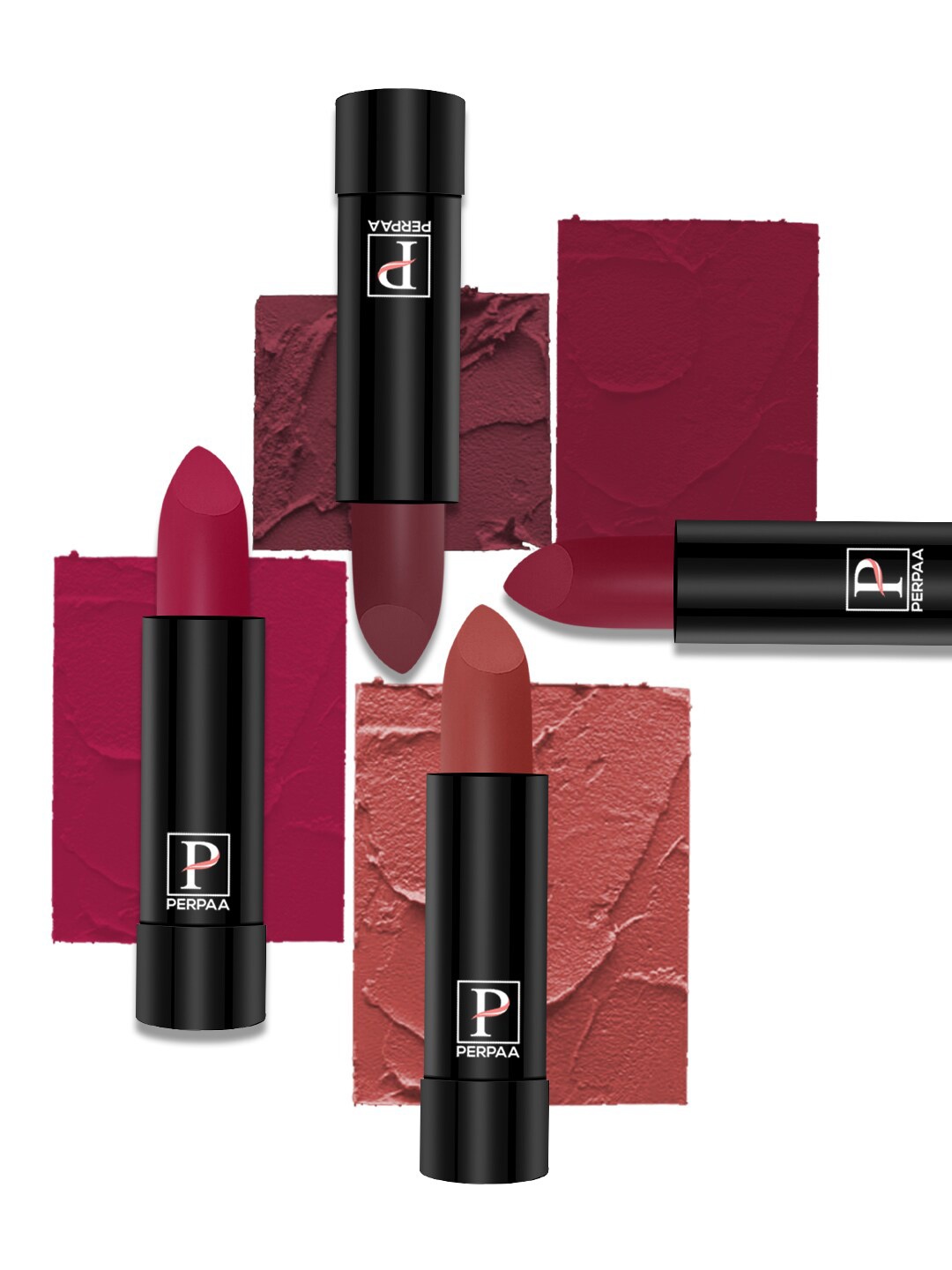 

PERPAA Set of 4 Creamy Matte Long Lasting Lipstick With Beeswax- Shades 73 + 80 + 84 + 87, Pink