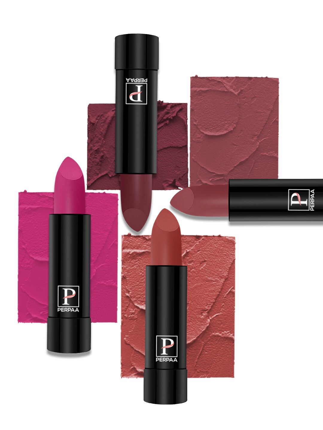 

PERPAA Set Of 4 Creamy Matte Bullet Lipstick - 3.5g Each - 71-73-80-110, Pink